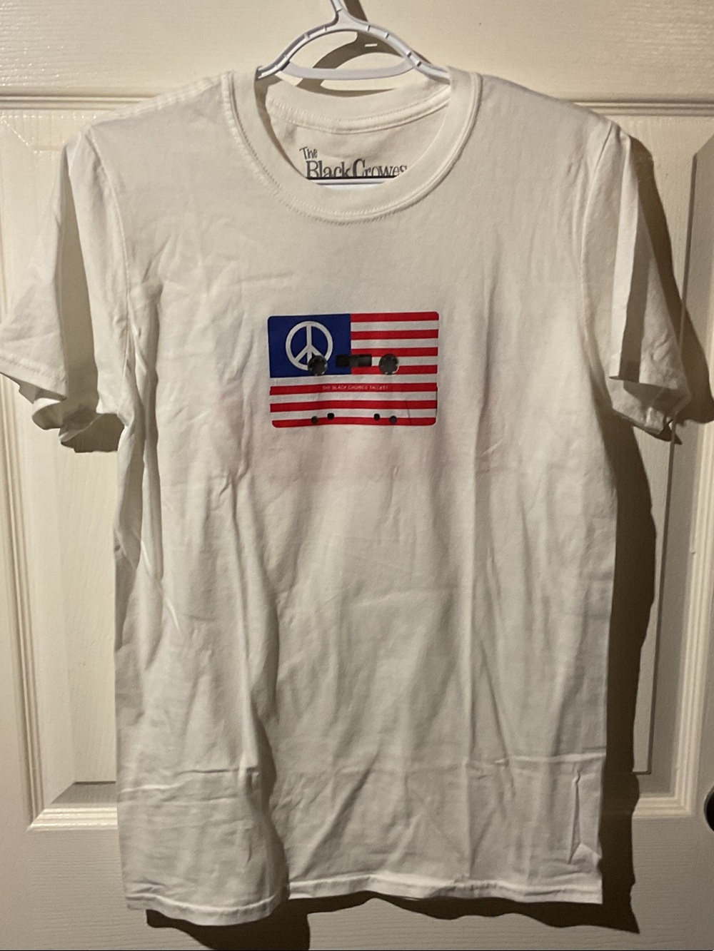 The Black Crowes White Graphic Short Sleeve Tee - Peace Flag Design